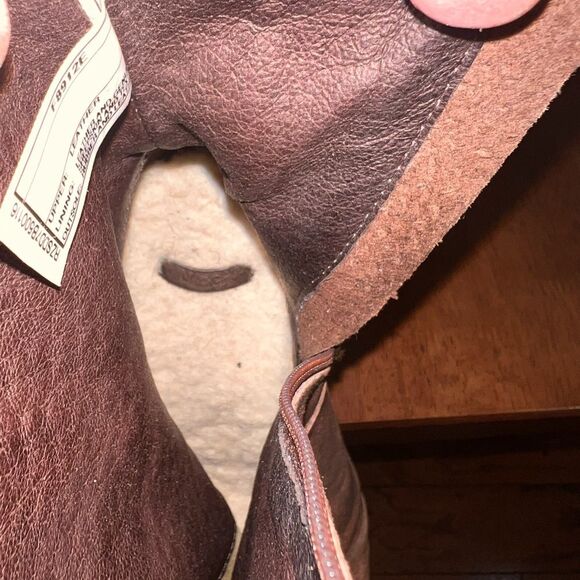 UGG Bianca Brown Italian Leather Sheepskin Suede 5" Heels Platform Sz 7.5 - Picture 9 of 11